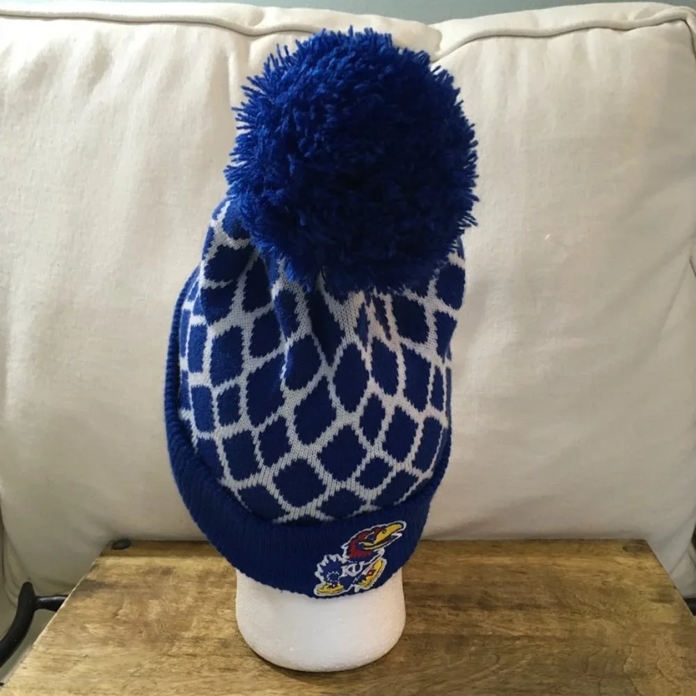 Adidas Kansas Jayhawks Unisex Pom Beanie NWOT - Picture 5 of 7